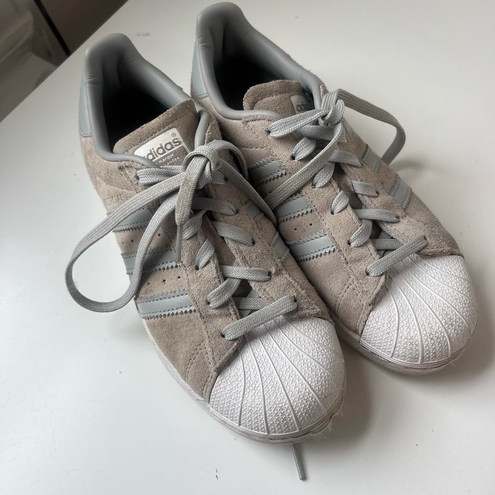 Grey adidas superstars